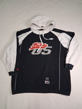 FUBU Vintage Black & White Hoodie with Red Logo and '05' Graphic